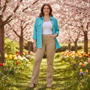 NWT Coldwater Creek Natural Fit Khaki Bootcut Pants 8